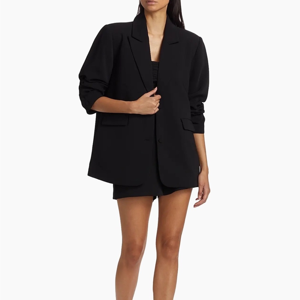Good American Luxe Suiting Boyfriend Blazer Black Long Sleeve sz 3/4 Large